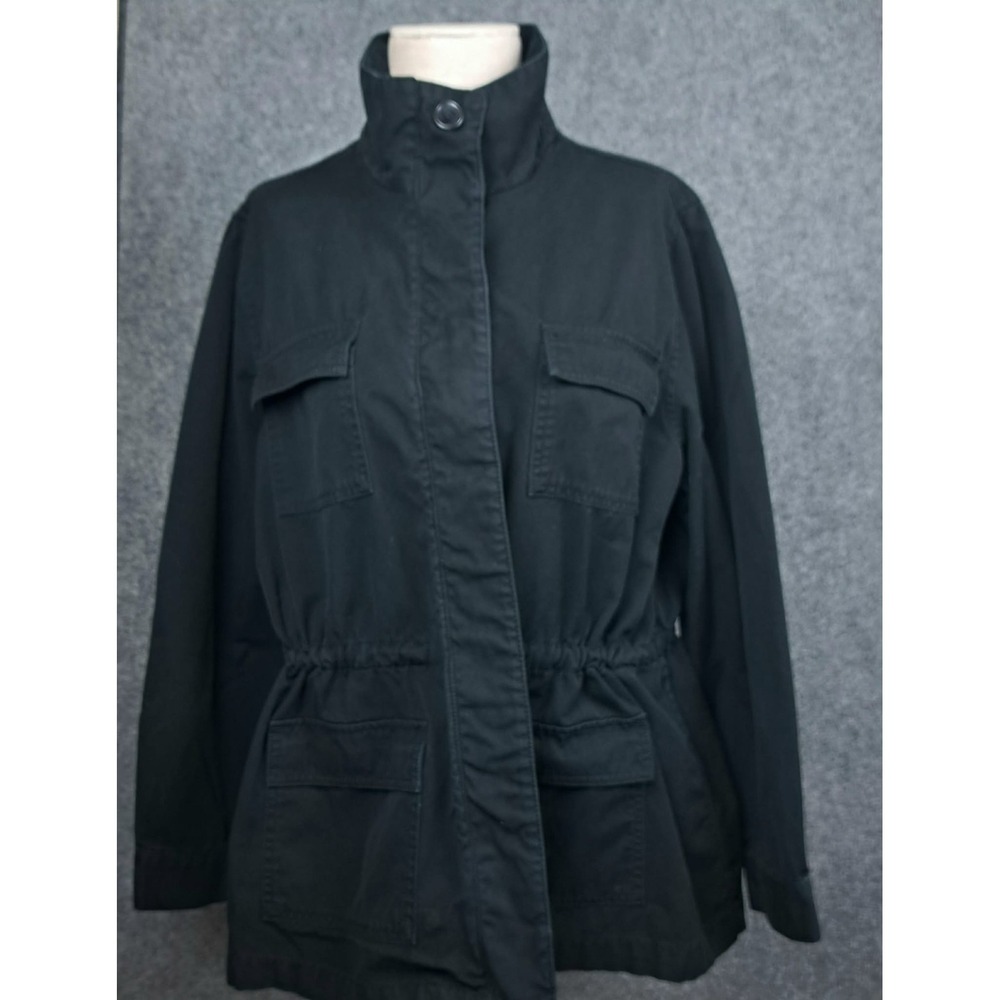 Relativity Women's Cotton Blend Trench Coat Jacket Black Size 2X Button‎